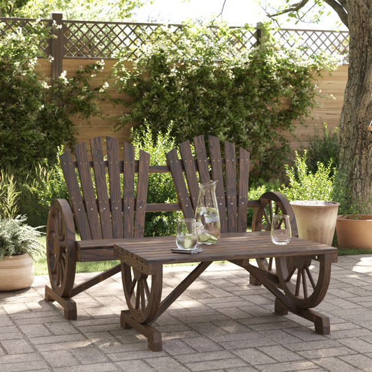 vidaXL Garden Lounge Set | Burnt look wood | Solid fir wood | Large | Ergonomic