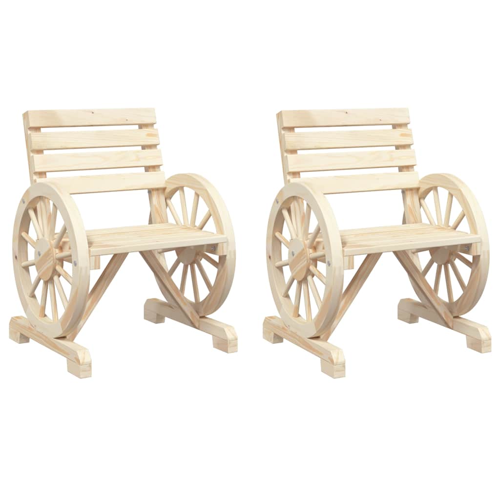vidaXL Garden Chair | Set of 2 | Natural wood finish | Solid fir wood | Standard