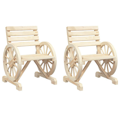 vidaXL Garden Chair | Set of 2 | Natural wood finish | Solid fir wood | Standard