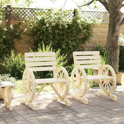 vidaXL Garden Chair | Set of 2 | Natural wood finish | Solid fir wood | Standard