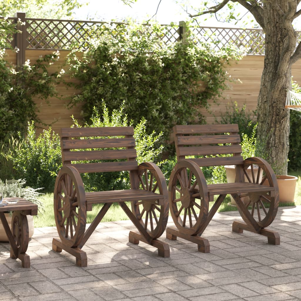vidaXL Garden Chair | Set of 2 | Burnt wood | Solid fir wood | Standard