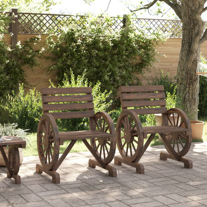 vidaXL Garden Chair | Set of 2 | Burnt wood | Solid fir wood | Standard
