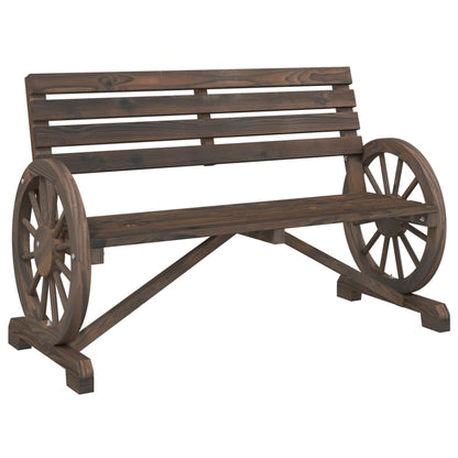 vidaXL Garden Bench | Burnt wood look | Solid fir wood | 2-seater | Durable