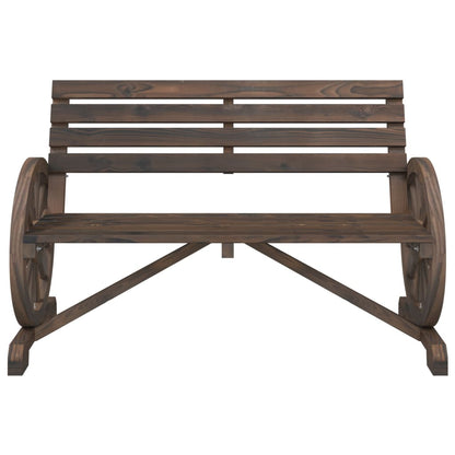 vidaXL Garden Bench | Burnt wood look | Solid fir wood | 2-seater | Durable