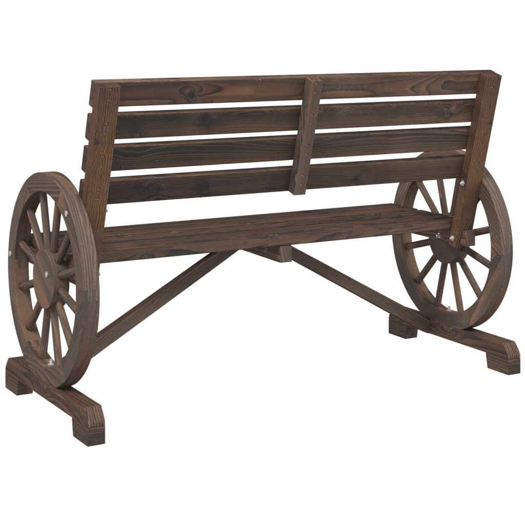 vidaXL Garden Bench | Burnt wood look | Solid fir wood | 2-seater | Durable