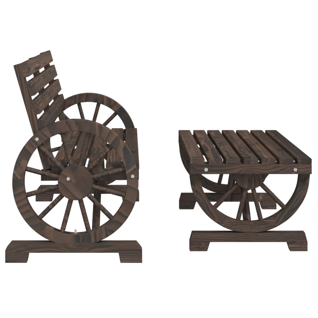 vidaXL Garden Lounge Set | Burnt Wood | Solid fir wood | Two-piece set
