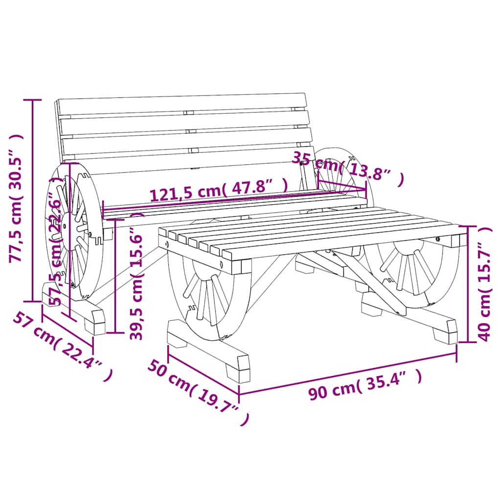 vidaXL 2 Piece Garden Lounge Set Solid Wood Fir