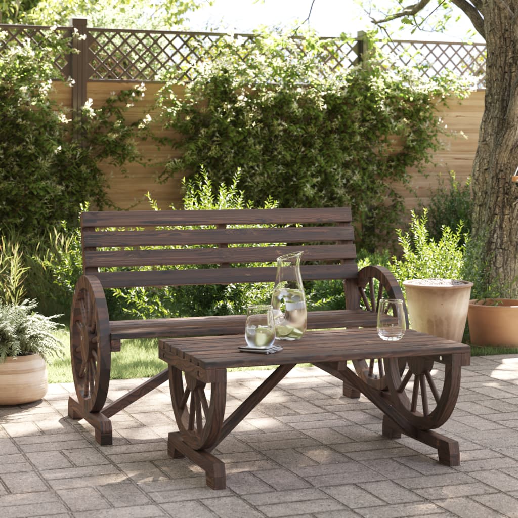 vidaXL Garden Lounge Set | Burnt Wood | Solid fir wood | Two-piece set