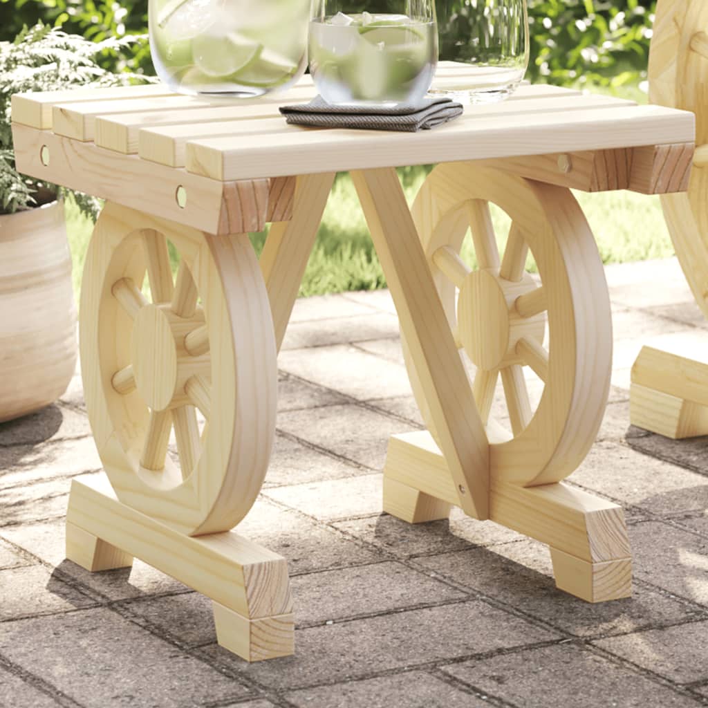 vidaXL Garden Footstool | Natural Wood | Solid Fir Wood | 40x36.5x38.5 cm