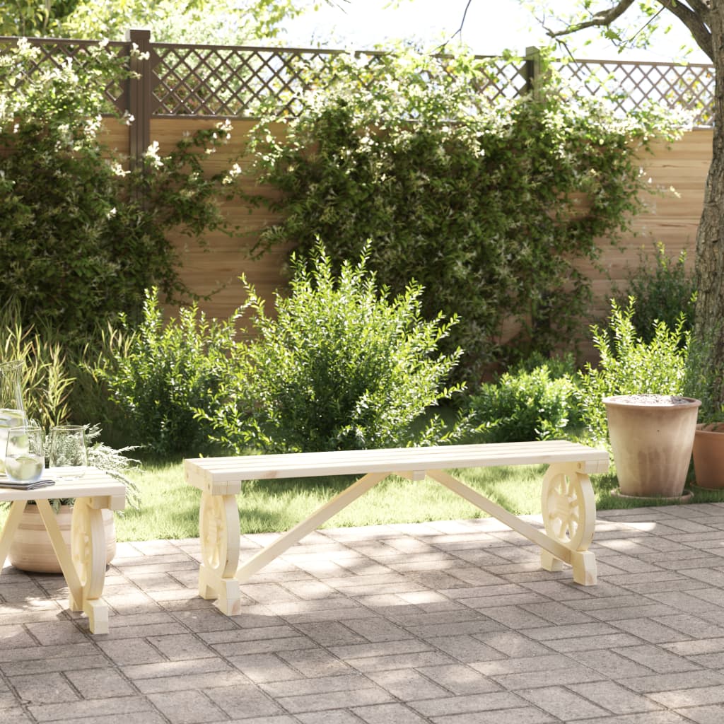 vidaXL Garden Bench | Natural wood | Solid fir wood | 115 cm |  Durable