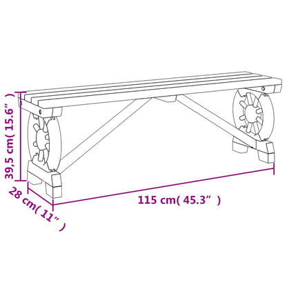 vidaXL Garden Bench | Natural wood | Solid fir wood | 115 cm |  Durable