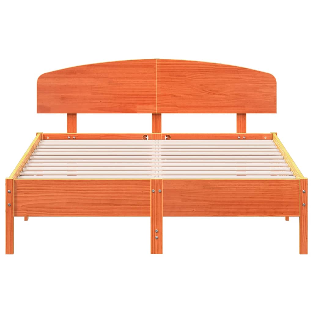 vidaXL Bed Frame without Mattress Wax Brown 150x200 cm King Size Solid Wood Pine