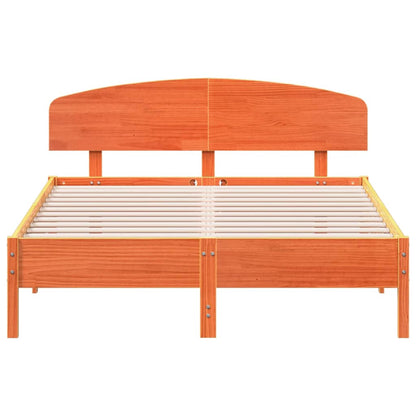 vidaXL Bed Frame without Mattress Wax Brown 150x200 cm King Size Solid Wood Pine