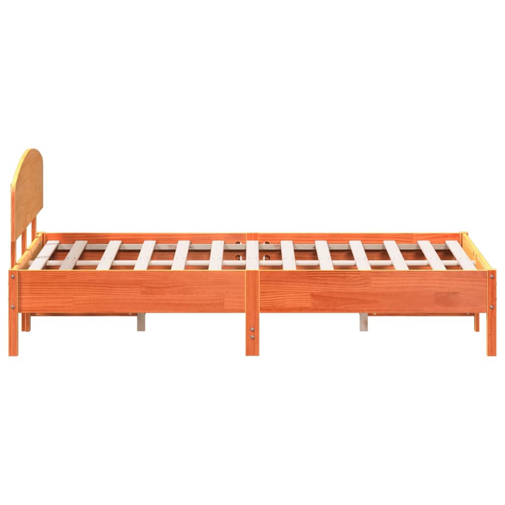 vidaXL Bed Frame without Mattress Wax Brown 150x200 cm King Size Solid Wood Pine