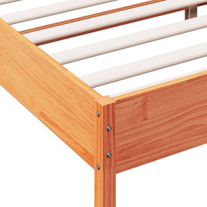 vidaXL Bed Frame with Headboard Wax Brown 150x200 cm King Size Solid Wood Pine