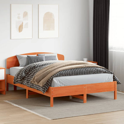 vidaXL Bed Frame without Mattress Wax Brown 150x200 cm King Size Solid Wood Pine