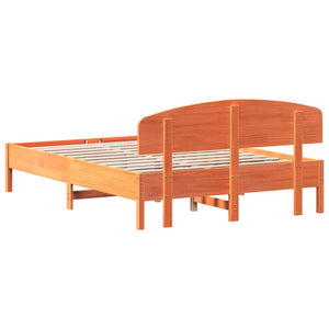 vidaXL Bed Frame with Headboard Wax Brown 140x200 cm Solid Wood Pine