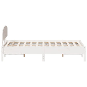 vidaXL Bed Frame with Headboard White 120x200 cm Solid Wood Pine