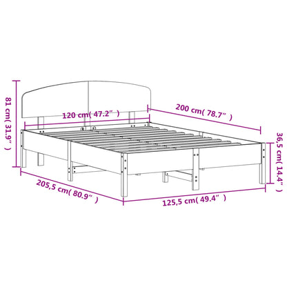 vidaXL Bed Frame without Mattress Wax Brown 120x200 cm Solid Wood Pine
