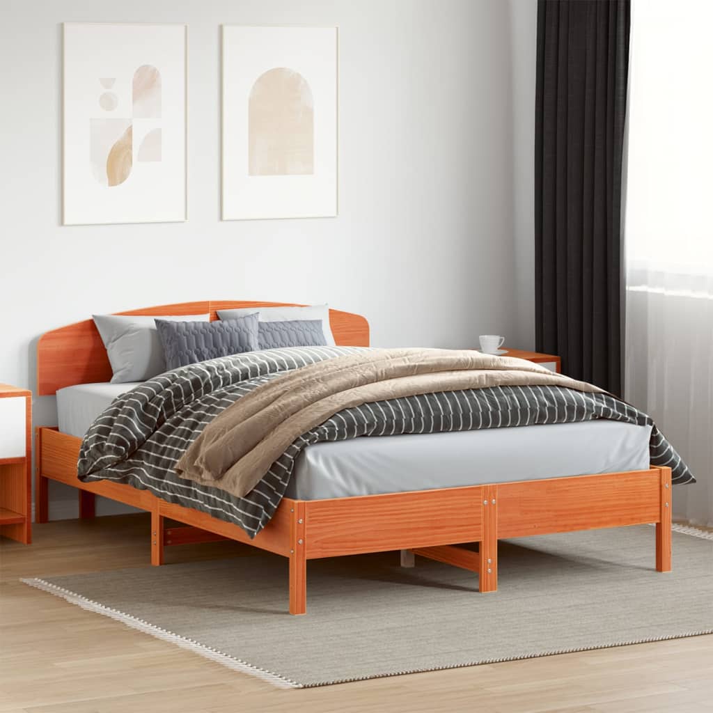 vidaXL Bed Frame without Mattress Wax Brown 120x200 cm Solid Wood Pine