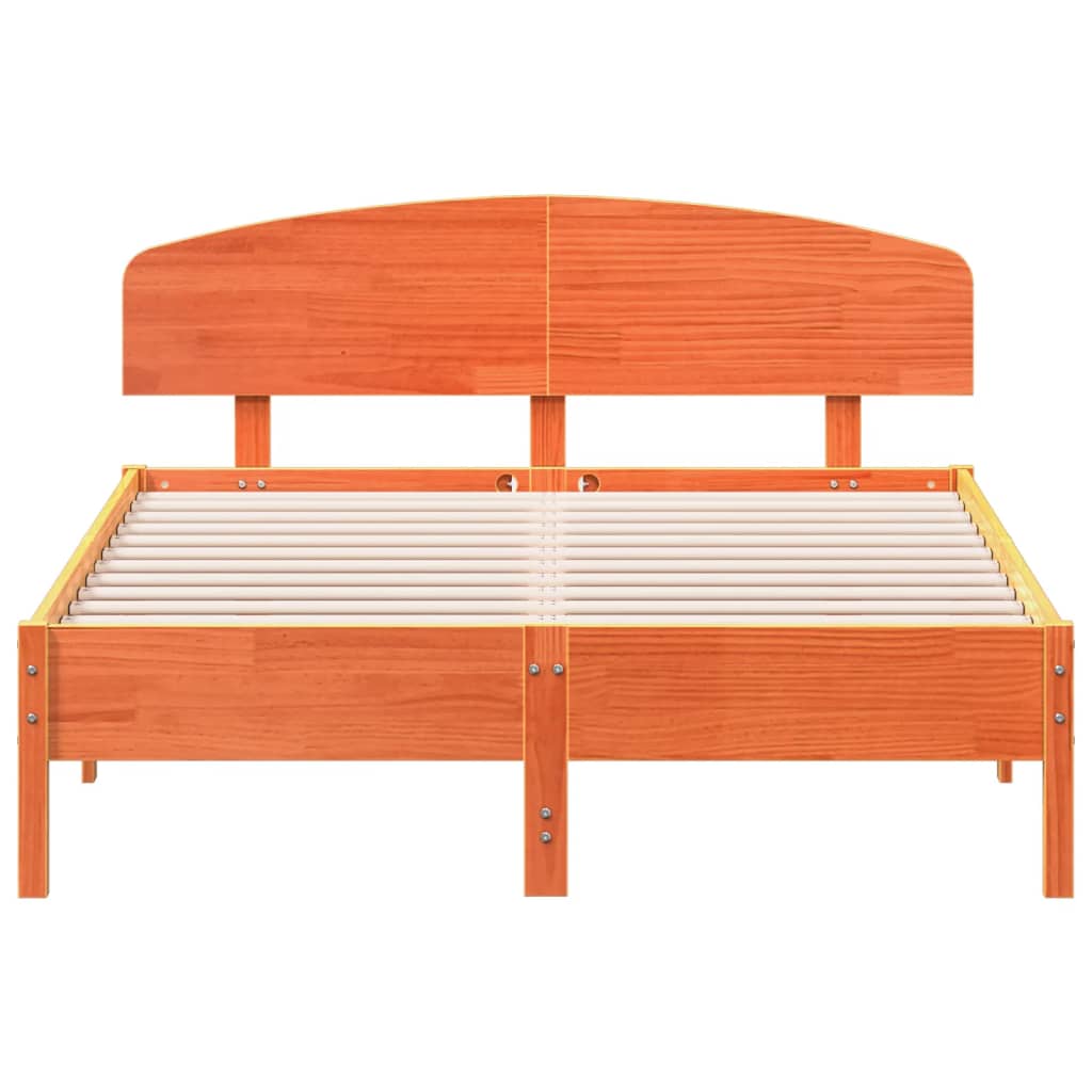 vidaXL Bed Frame without Mattress Wax Brown 140x190 cm Solid Wood Pine