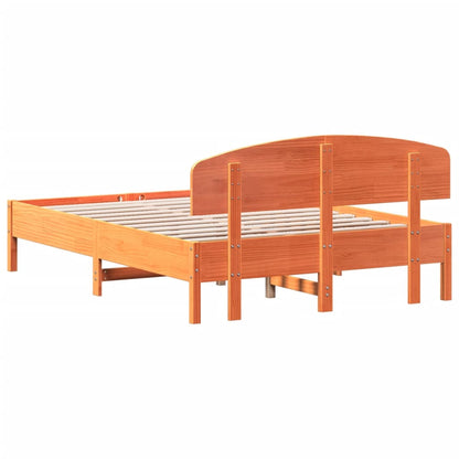 vidaXL Bed Frame without Mattress Wax Brown 140x190 cm Solid Wood Pine