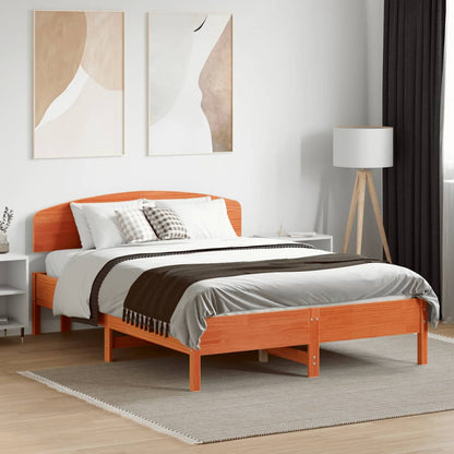 vidaXL Bed Frame without Mattress Wax Brown 140x190 cm Solid Wood Pine