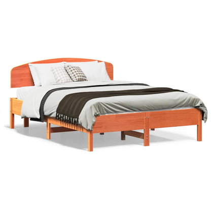 vidaXL Bed Frame without Mattress Wax Brown 135x190 cm Double Solid Wood Pine