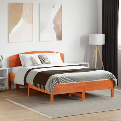 vidaXL Bed Frame without Mattress Wax Brown 135x190 cm Double Solid Wood Pine