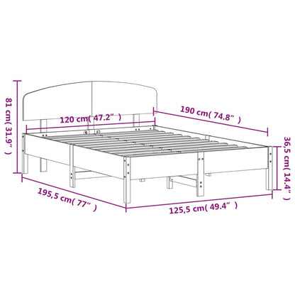 vidaXL Bed Frame without Mattress Wax Brown 120x190 cm Small Double Solid Wood Pine