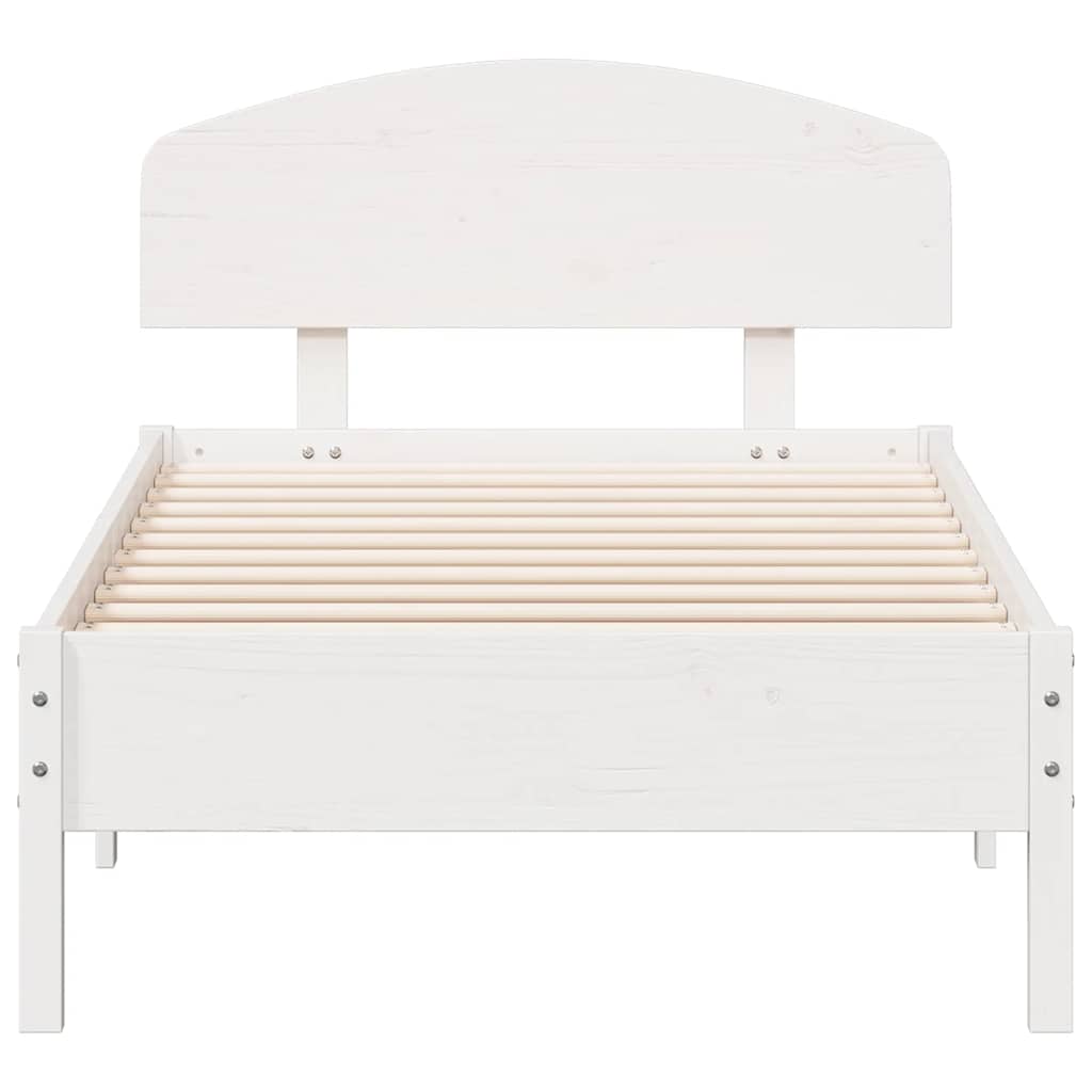 vidaXL Bed Frame without Mattress White 75x190 cm Small Single Solid Wood Pine