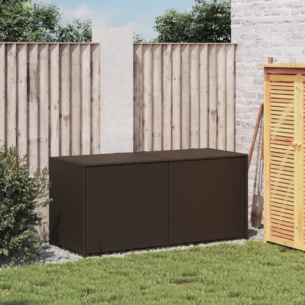 vidaXL Garden Storage Box Brown 283L Poly Rattan