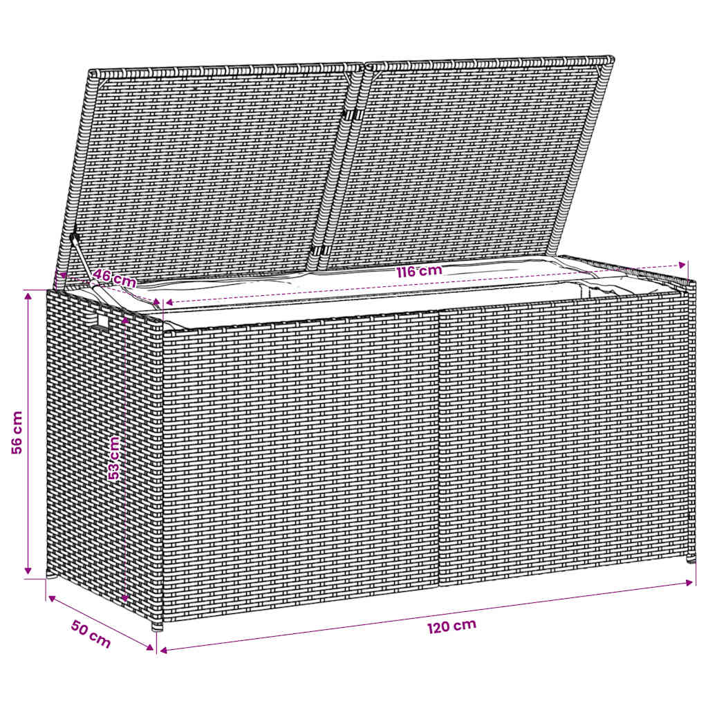 vidaXL Garden Storage Box Mix Beige 283L Poly Rattan