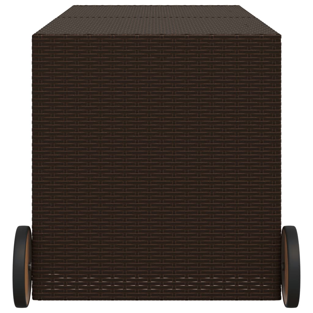 vidaXL Garden Storage Box with Wheels Brown 283L Poly Rattan