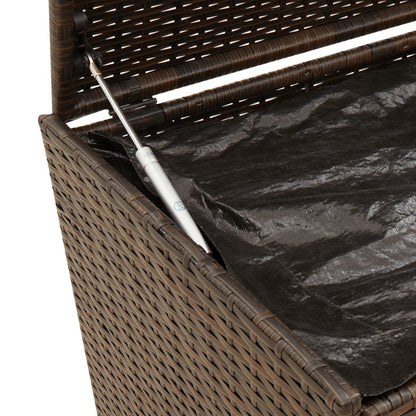 vidaXL Garden Storage Box with Wheels Brown 283L Poly Rattan