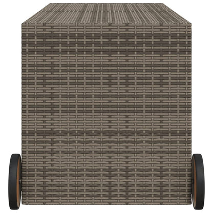vidaXL Garden Storage Box with Wheels Grey 283L Poly Rattan