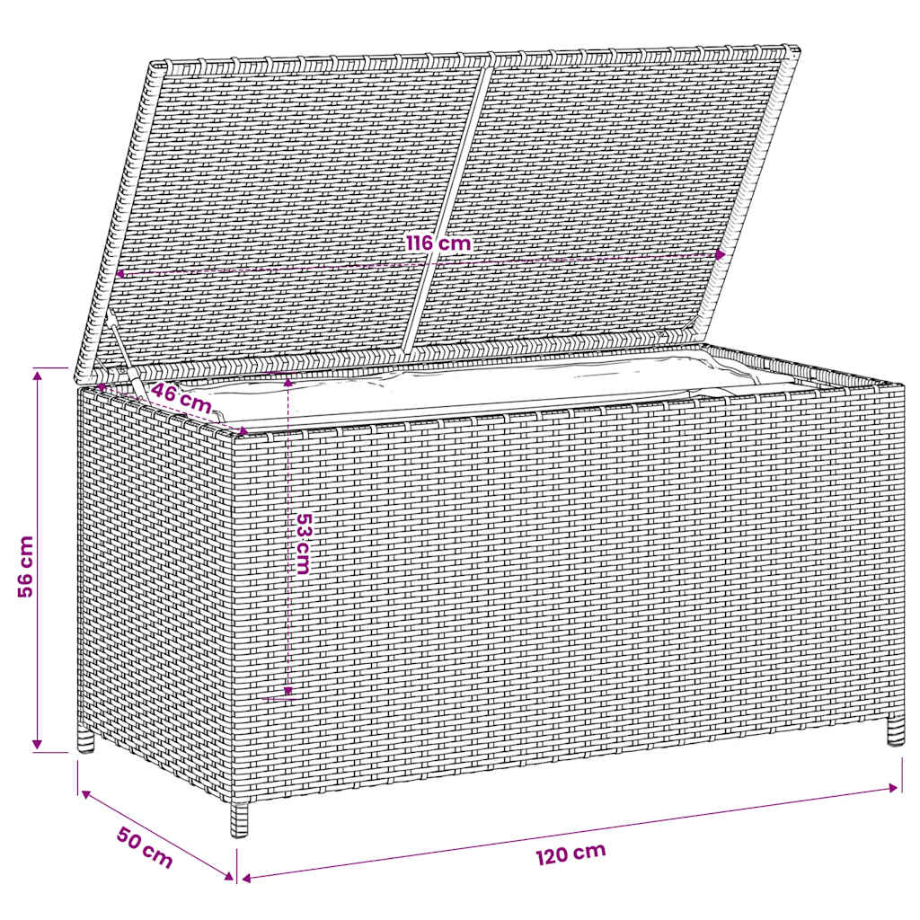 vidaXL Garden Storage Box Mix Beige 190L Poly Rattan