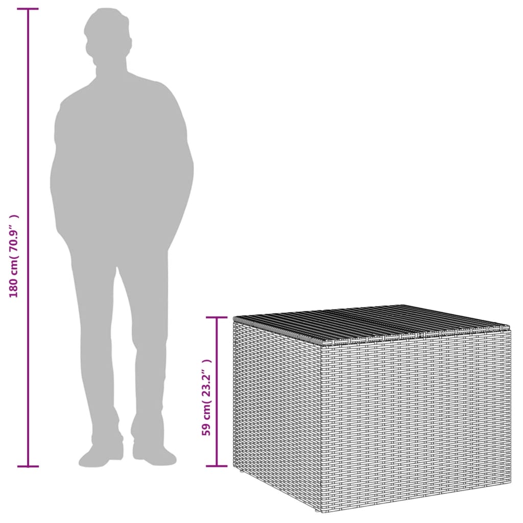 vidaXL Garden Storage Box Grey 291L Poly Rattan