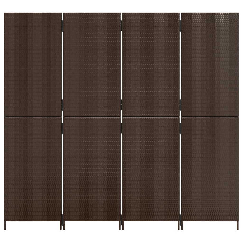 vidaXL Room Divider 4 Panels Brown Poly Rattan