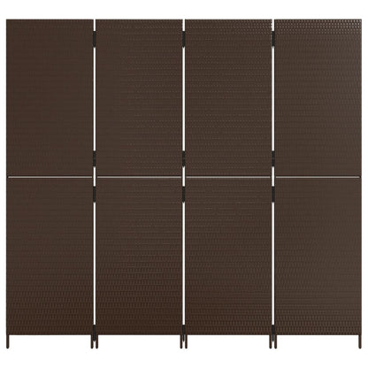 vidaXL Room Divider 4 Panels Brown Poly Rattan