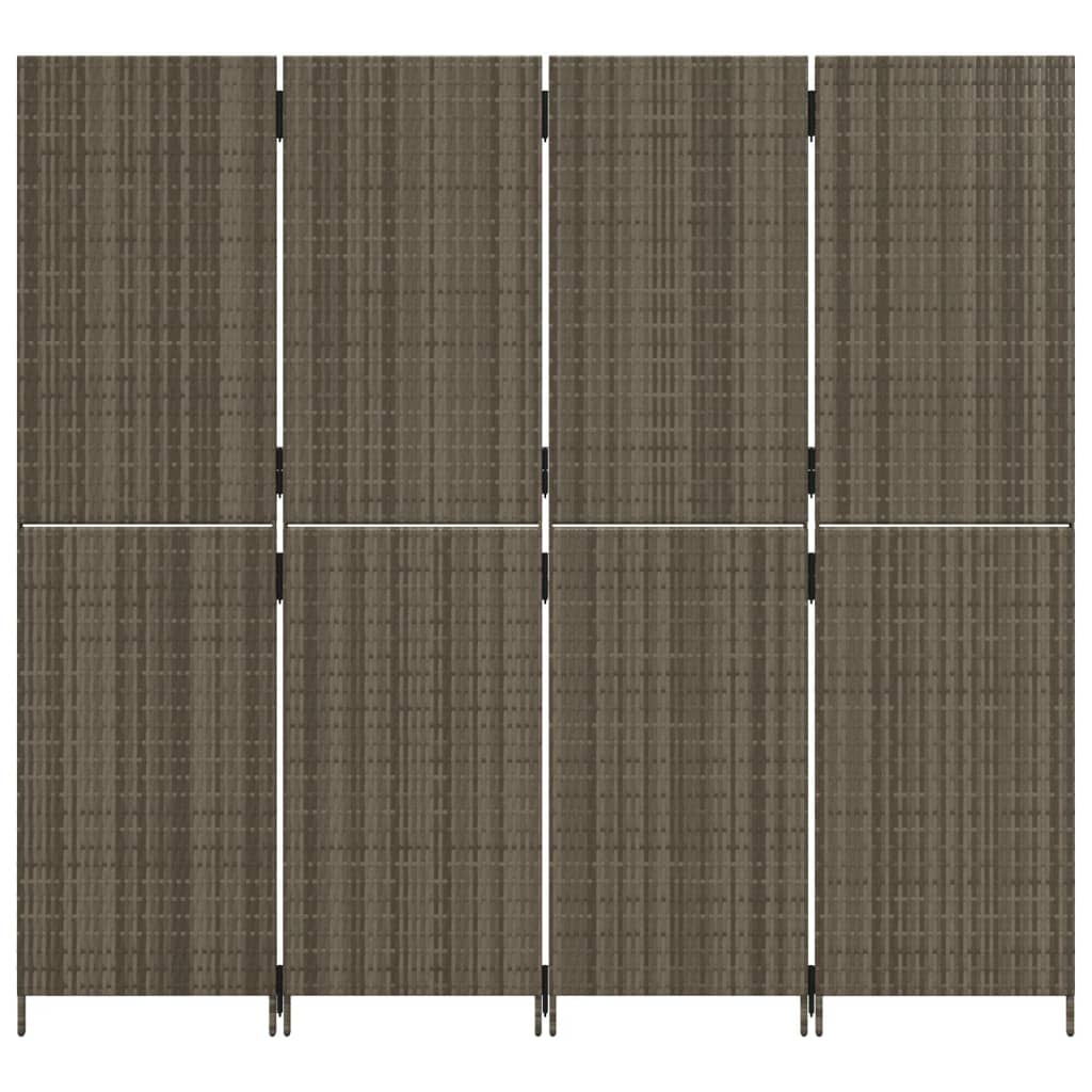 vidaXL Room Divider 4 Panels Grey Poly Rattan