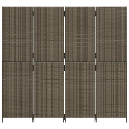 vidaXL Room Divider 4 Panels Grey Poly Rattan
