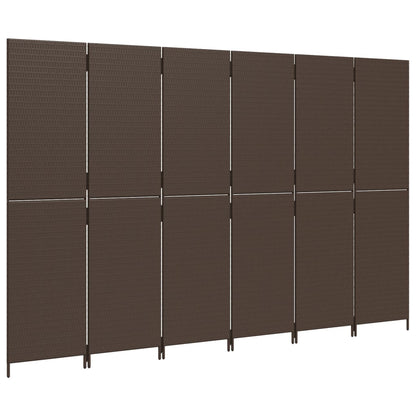 vidaXL Room Divider 6 Panels Brown Poly Rattan