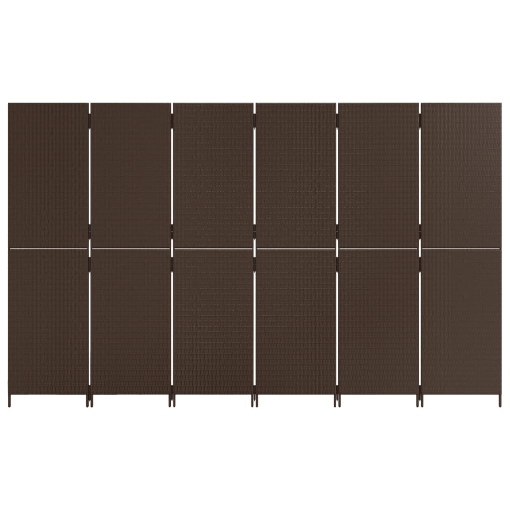 vidaXL Room Divider 6 Panels Brown Poly Rattan