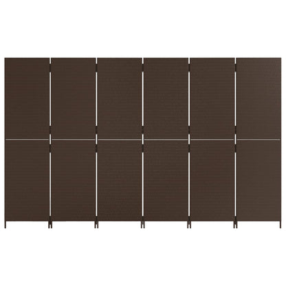 vidaXL Room Divider 6 Panels Brown Poly Rattan
