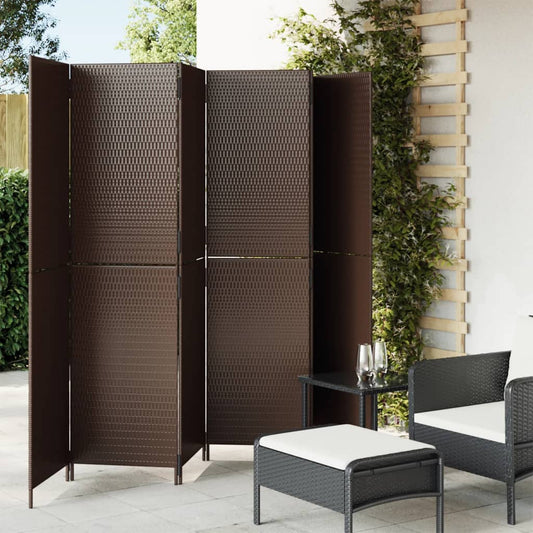 vidaXL Room Divider 6 Panels Brown Poly Rattan