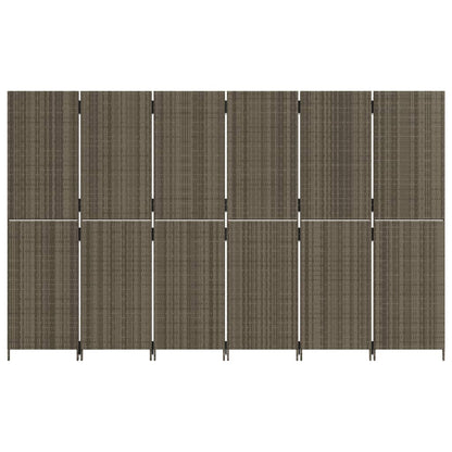 vidaXL Room Divider 6 Panels Grey Poly Rattan