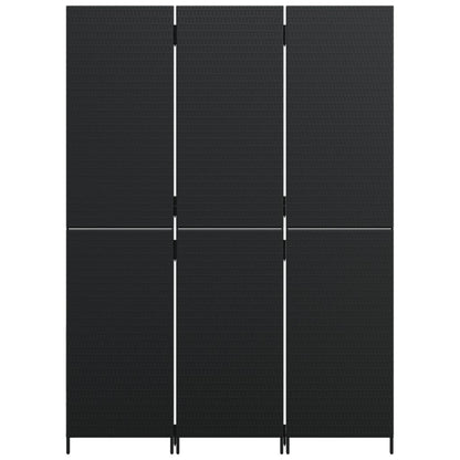 vidaXL Room Divider 3 Panels Black Poly Rattan