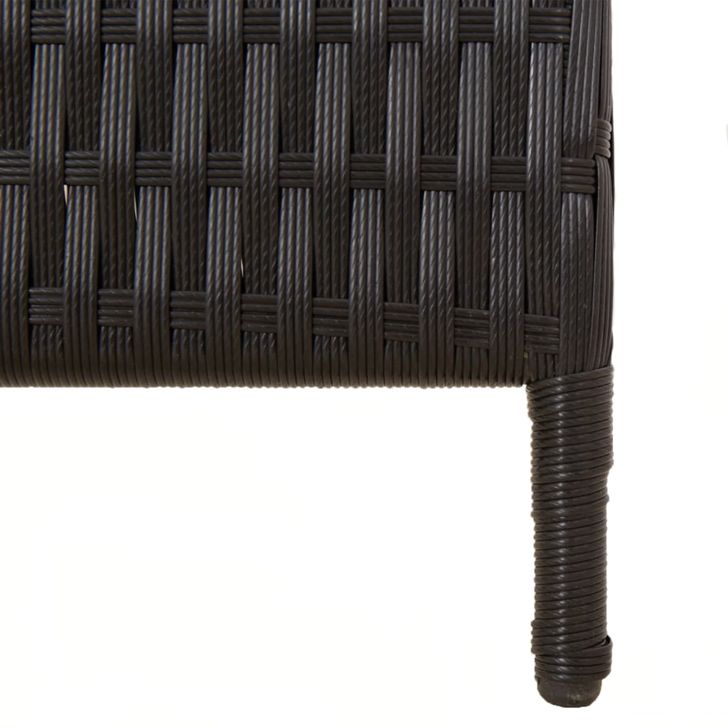 vidaXL Room Divider 3 Panels Black Poly Rattan