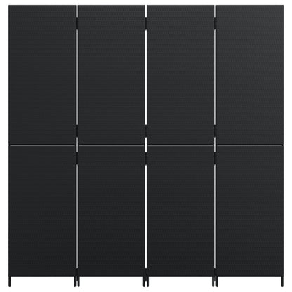 vidaXL Room Divider 4 Panels Black Poly Rattan